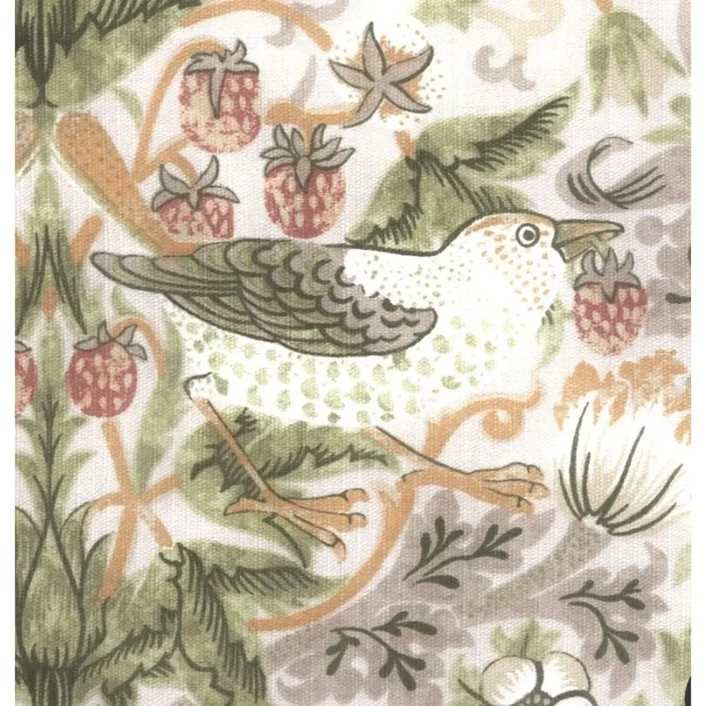 William Morris & Co Bird Strawberry Thief Shower Curtain Green Golden Yellow